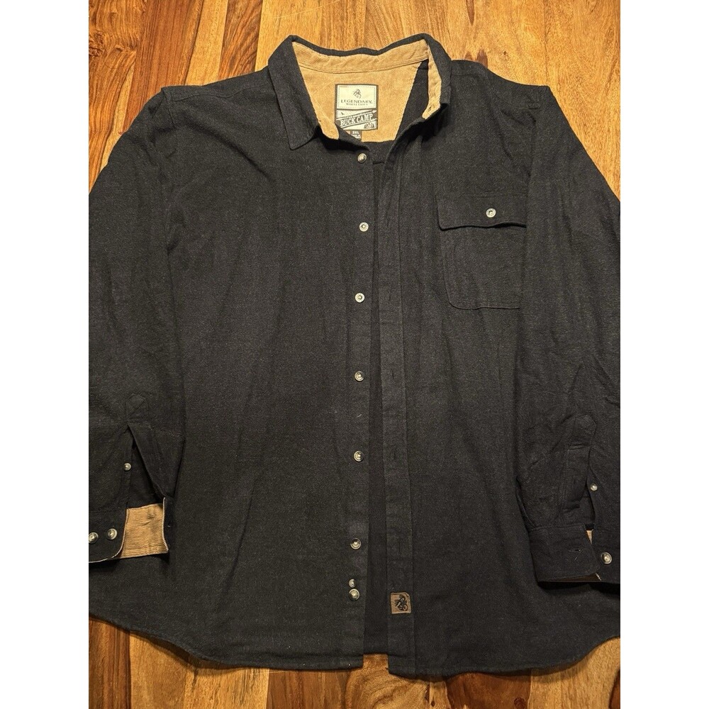 Mens 3XL Black Gray Flannel Button Up Legendary Whitetails Fall Academia Outdoor
